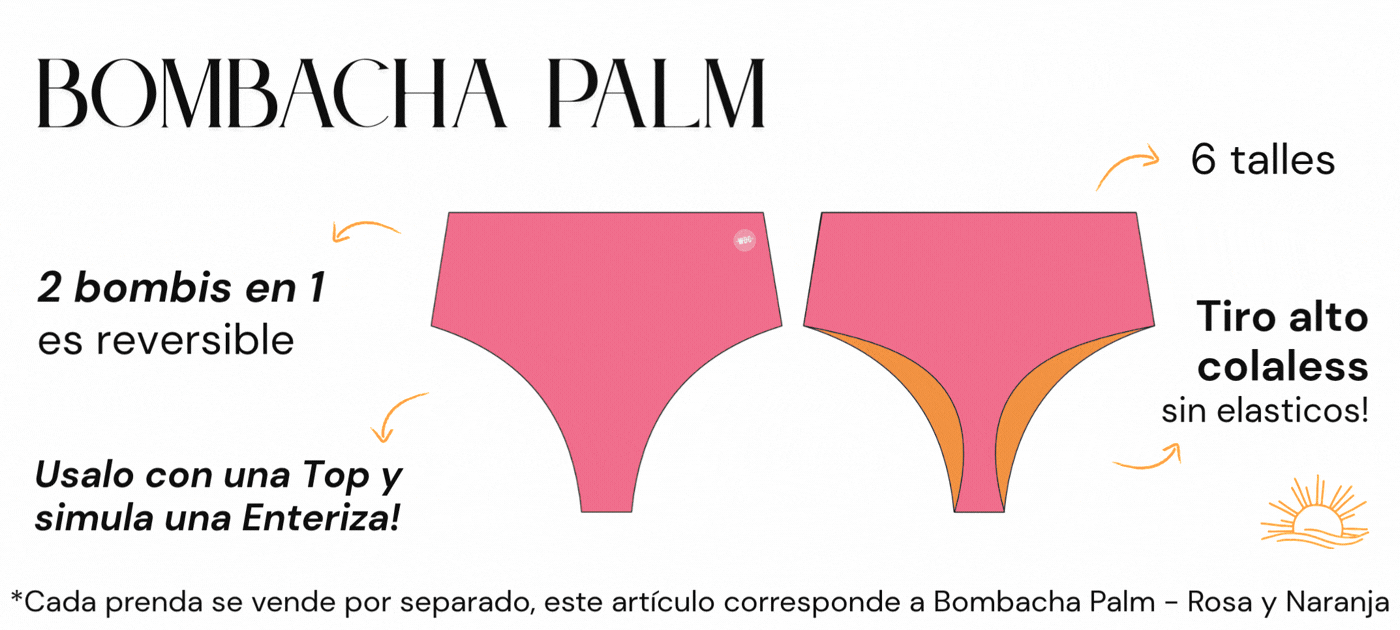 bombacha tiro alto colaless rosa y naranja